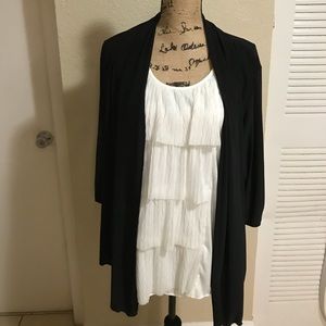 Black and white with ruffles blouse